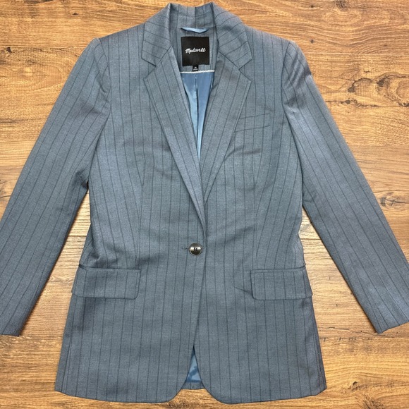 Madewell Jackets & Blazers - Madewell Women 00 Single-Breasted Blazer Yarn-Dyed Pinstripe NO881 Career Office